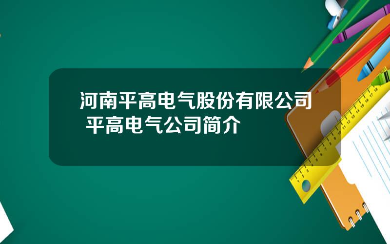 河南平高电气股份有限公司 平高电气公司简介